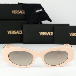 NEW Versace VE4480U 54946I Nude Brown Grad Grey Mirror Silver Unisex Sunglasses
